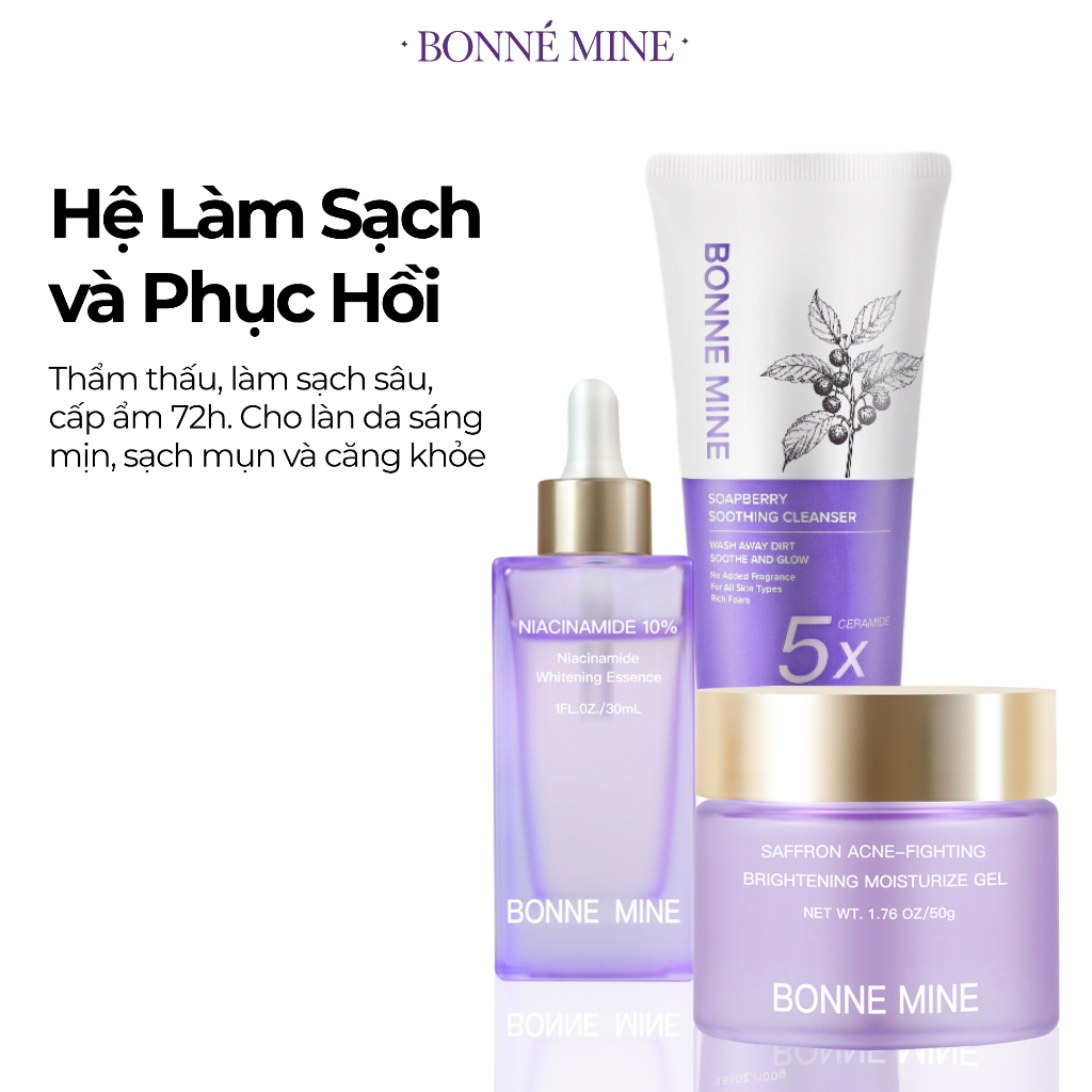 [CB4]COMBO CHĂM SÓC DA 3 BƯỚC: Sữa rửa mặt 100ml + Serum B3 30ml + Gel dưỡng 50ml