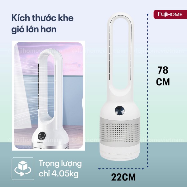 Quạt không cánh lọc không khí HEPA, khử khuẩn Anion + UV kết nối WIFI Fujihome BF22-HEPA_thumbnail_3