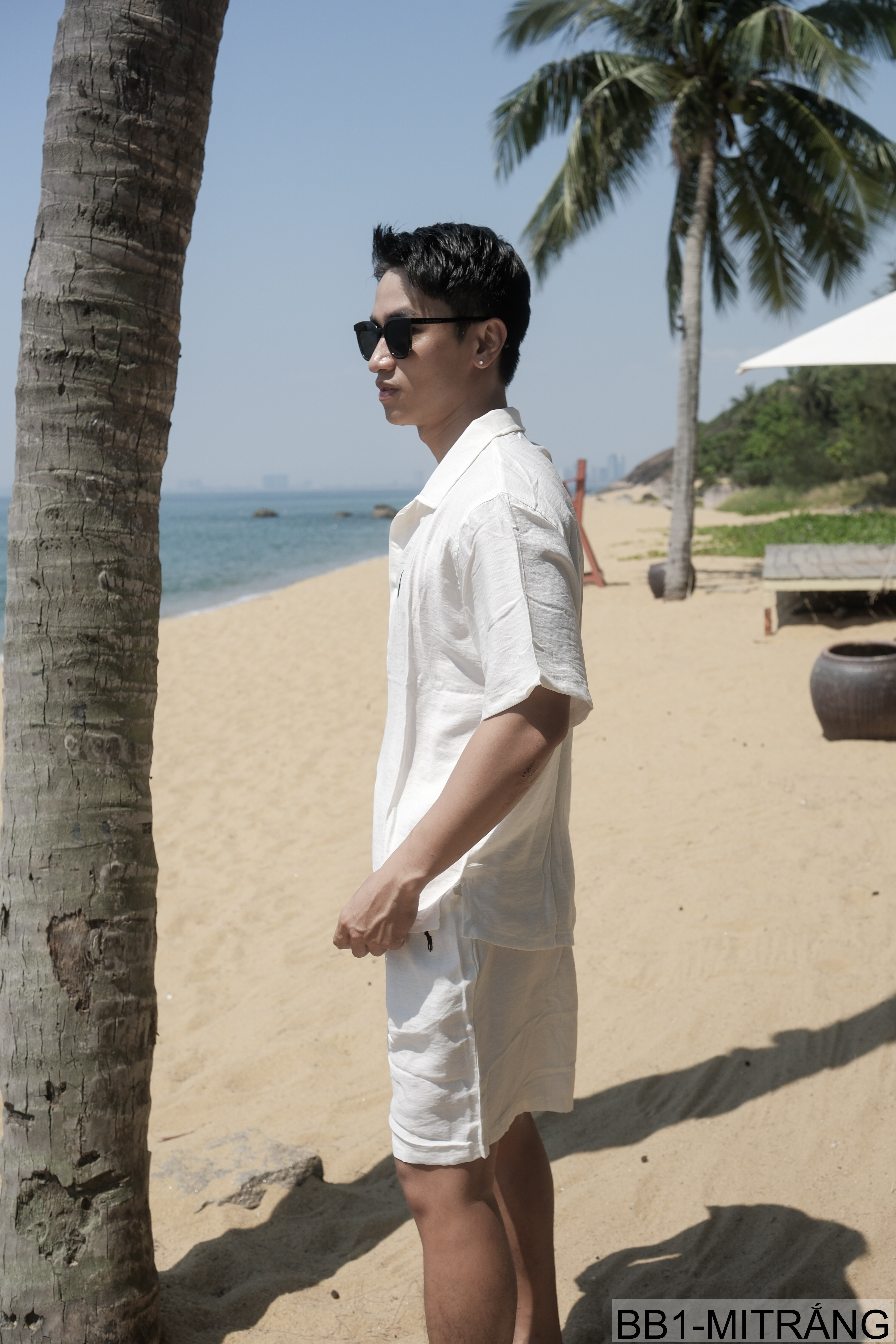 BB1 - Bộ đồ nam 2 món phong cách cực, áo sơ mi ngắn tay + quần short, chất liệu cotton thoáng mát, 3 màu Mi Trắng - Xanh Đậm - Đen_thumbnail_8