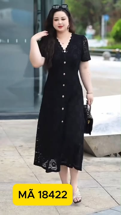 18422-Đầm ren suông A kết nút trắng ( ren.lót)