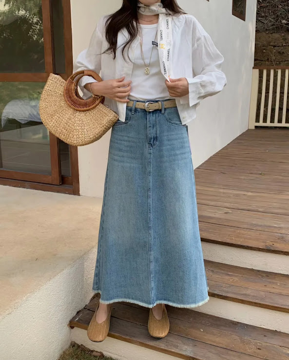 Lucas - Chân váy Jeans xòe dáng dài mài nhẹ_thumbnail_2