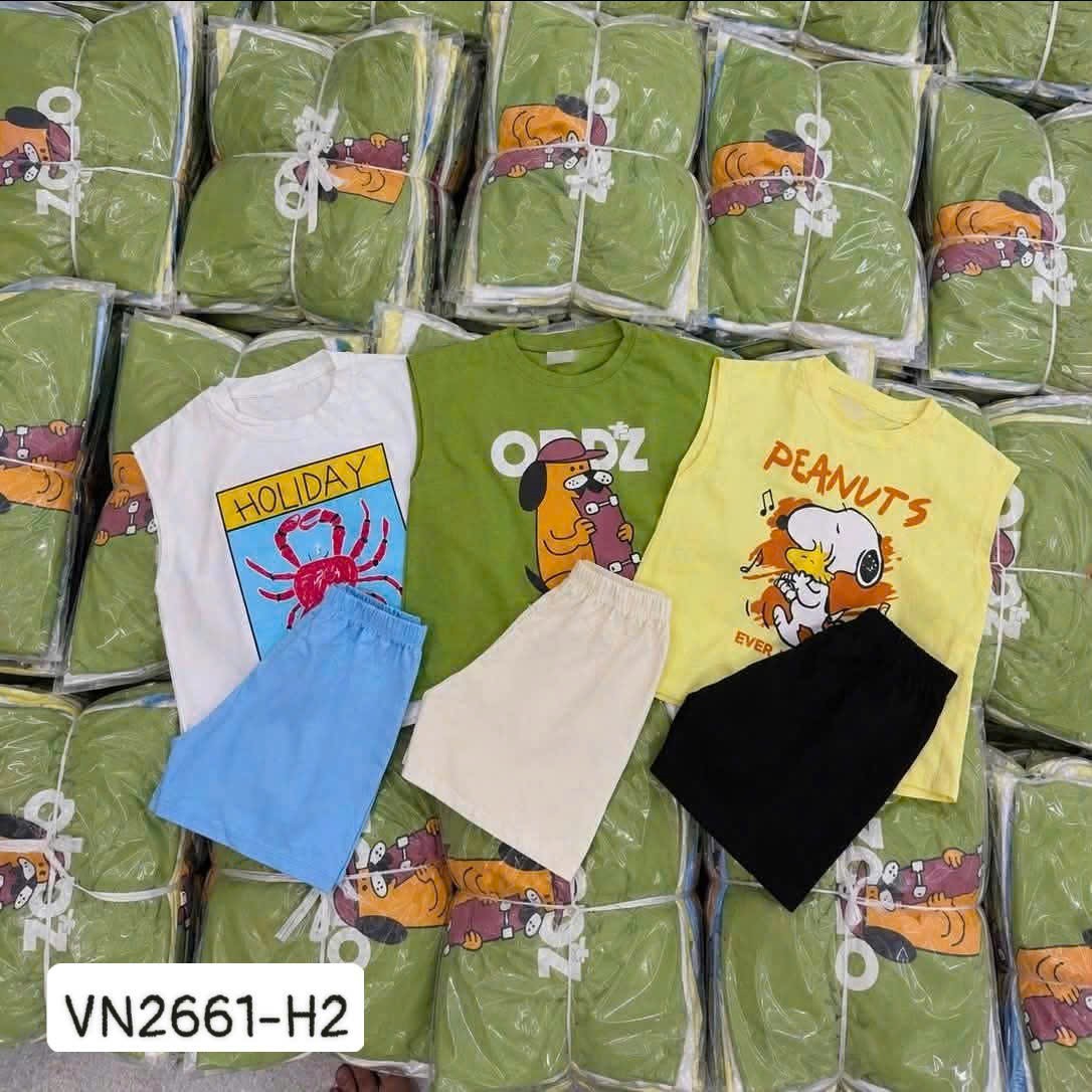 Set 3 bộ cotton sát nách trắng xanh vàng