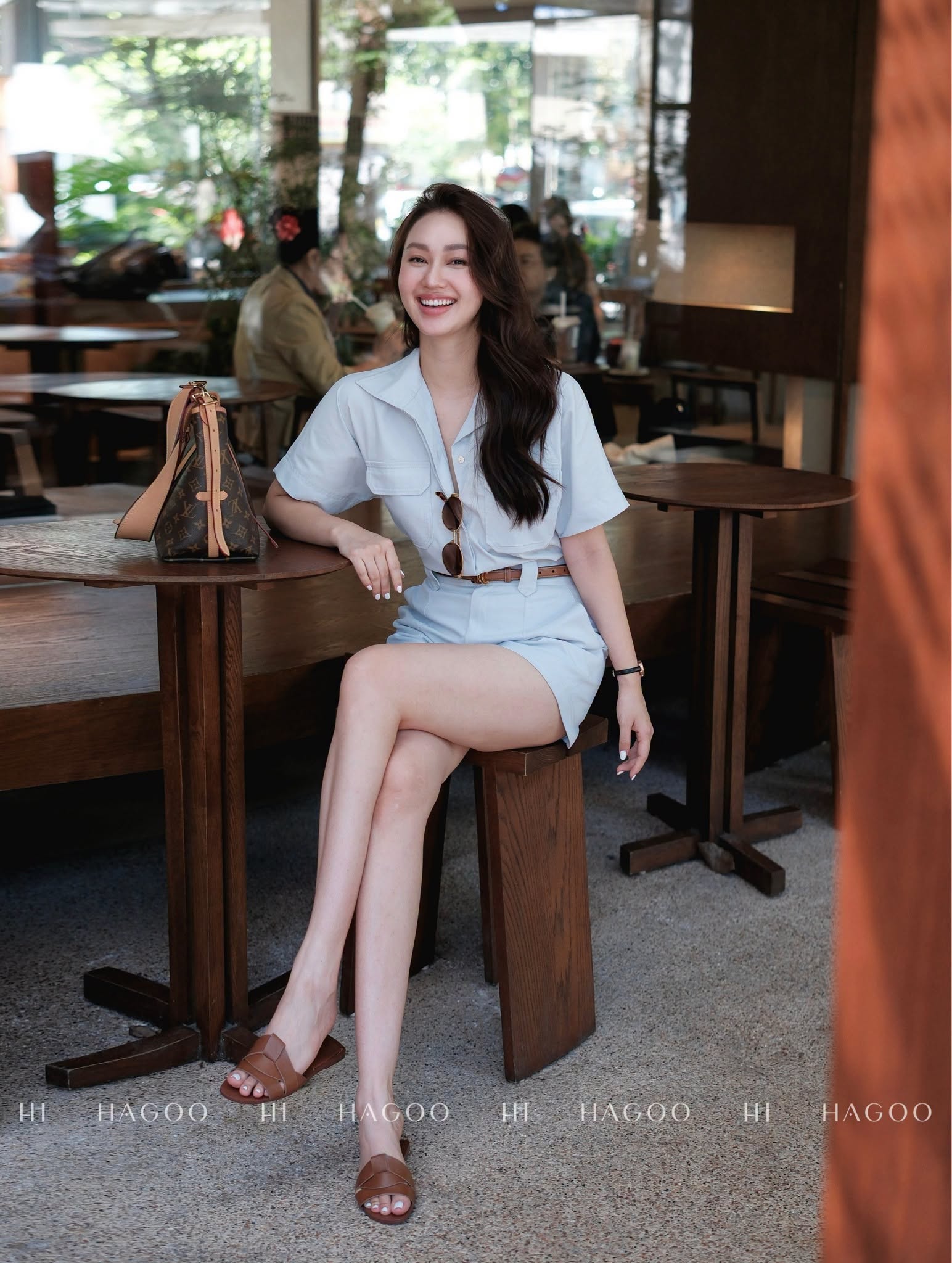 Set áo sơ mi kaki cổ dựng túi ốp diễu HAGOO_thumbnail_2