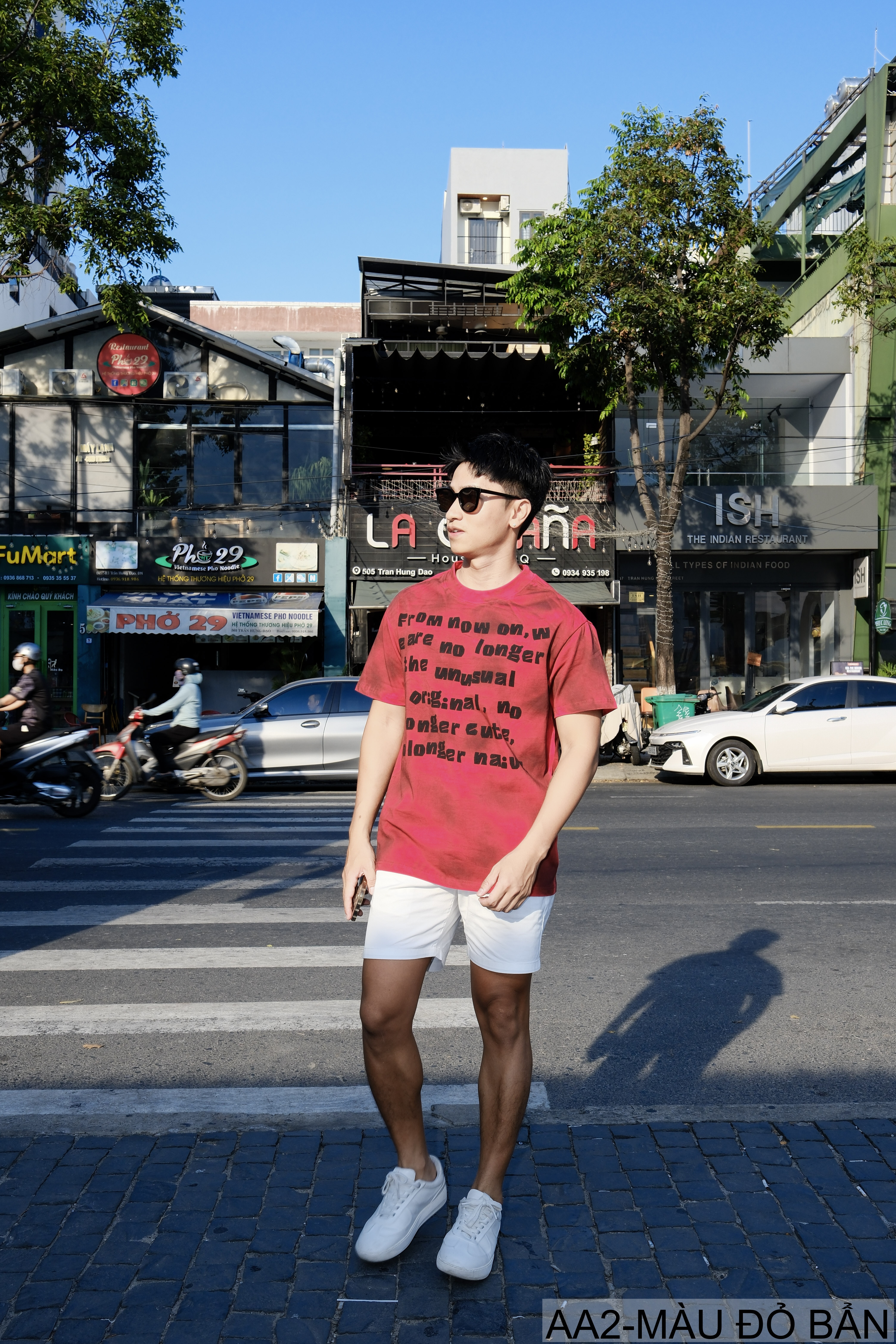 AA2 - Áo thun nam cổ tròn tay ngắn phong cách retro streetwear, chất cotton mềm, dáng rộng, màu Xanh Bẩn & Đỏ Bẩn_thumbnail_8