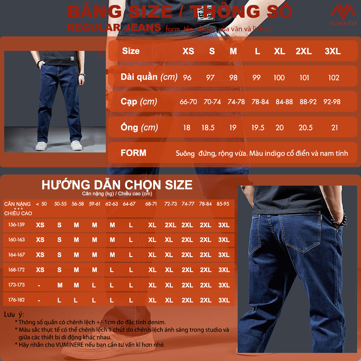 Quần Jeans nam VUMINÉRE - Regular Fit Jeans Form suông ống đứng tôn dáng_thumbnail_4