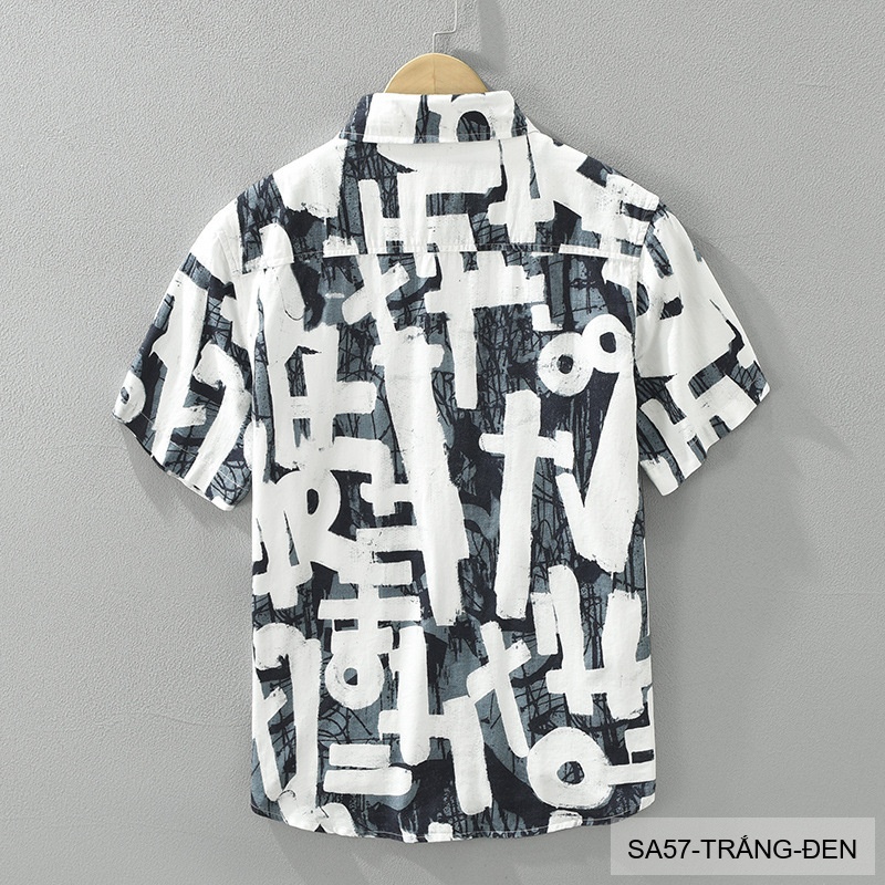 SA57 - Áo sơ mi nam tay ngắn phong cách Nhật Bản họa tiết nghệ thuật, chất cotton thoáng mát, form regular_thumbnail_8