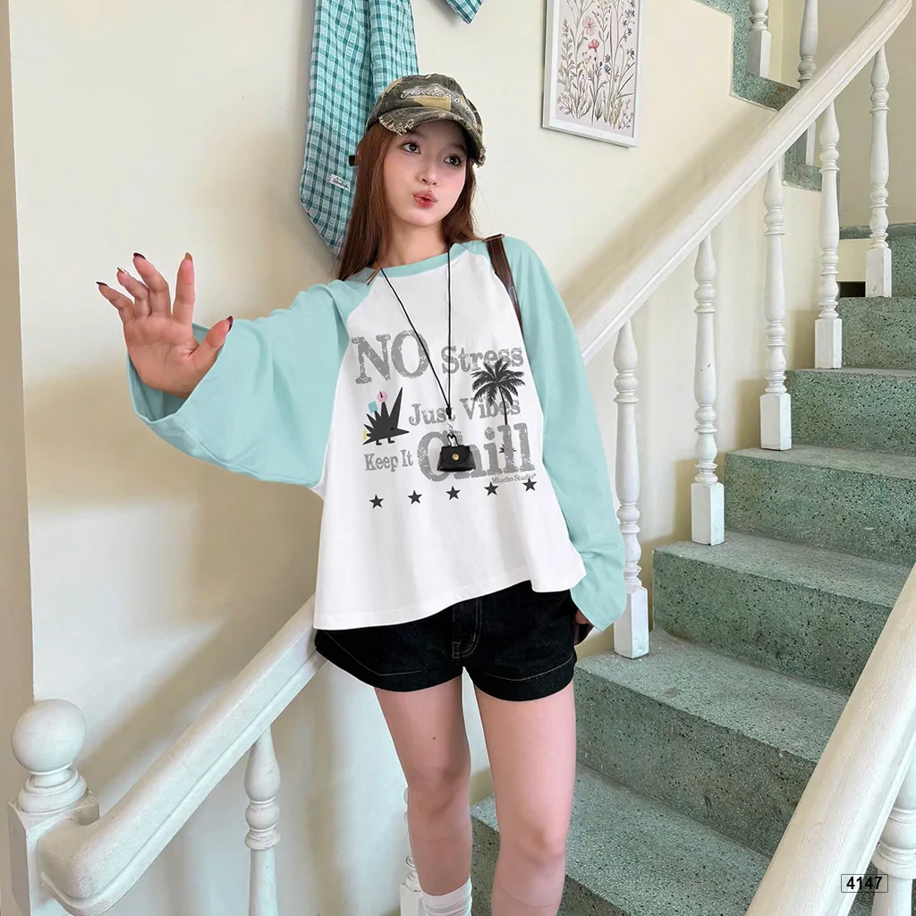 Áo thun boxy phối tay dài unisex Keep it chill Miucho 4147_thumbnail_6