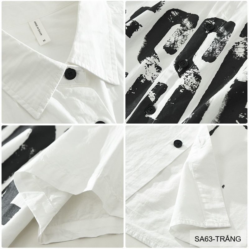 SA63 - Áo Sơ Mi Nam Tay Ngắn In Chữ Tiếng Anh Phong Cách Nhật Bản Mùa Hè_thumbnail_8