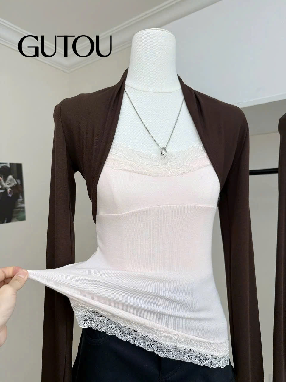 [ GUTOU ] Áo Hai Dây Viền Ren Phối Khoác_thumbnail_7