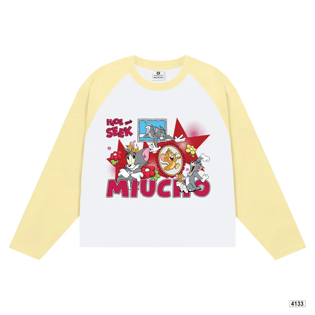 Áo thun raglan tay dài form boxy hoạt hình Miucho 4133_thumbnail_10