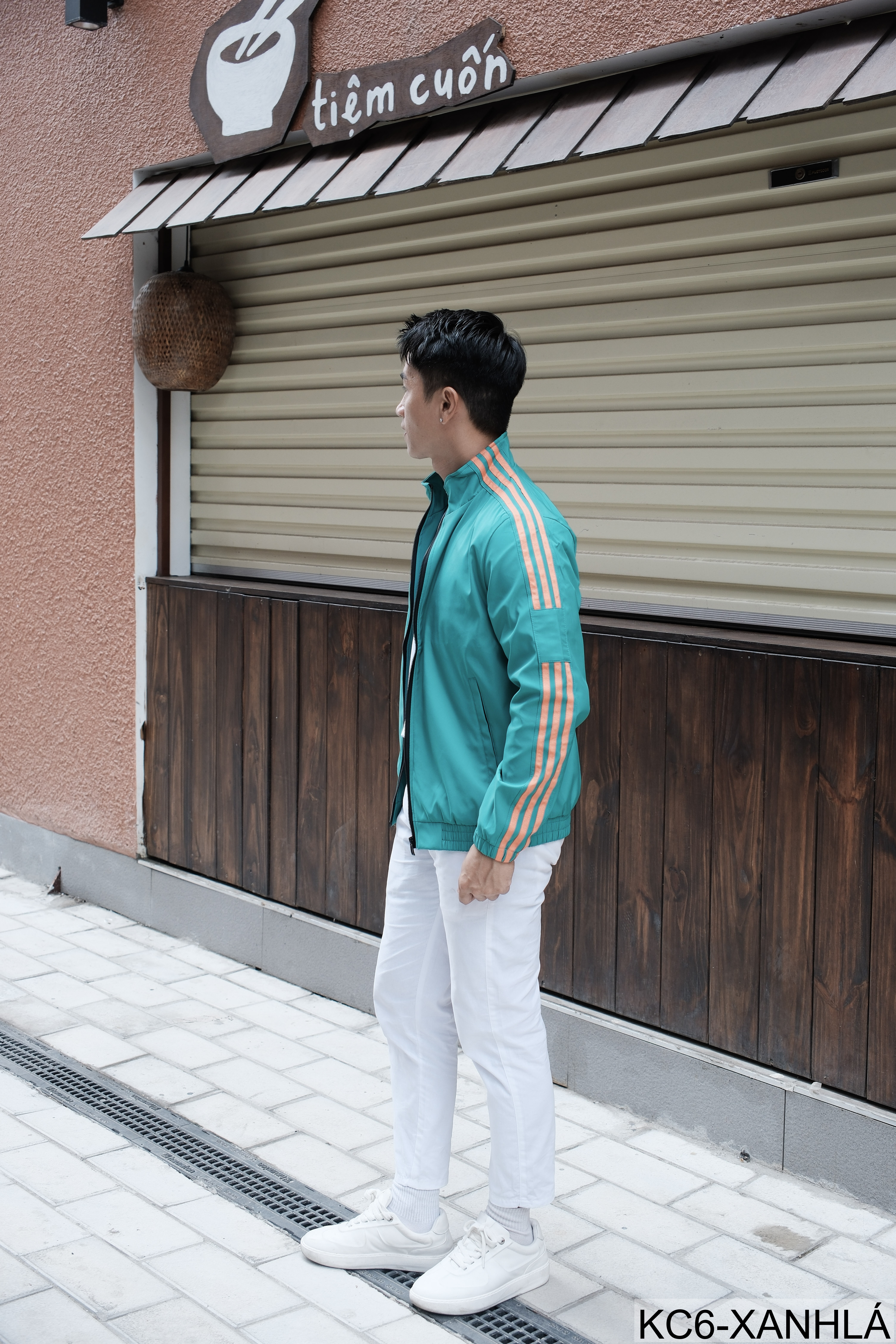 KC6 - Áo khoác nam thể thao cổ đứng tay dài chống mài mòn, thoáng khí, 3 màu trắng xanh lá đen_thumbnail_24