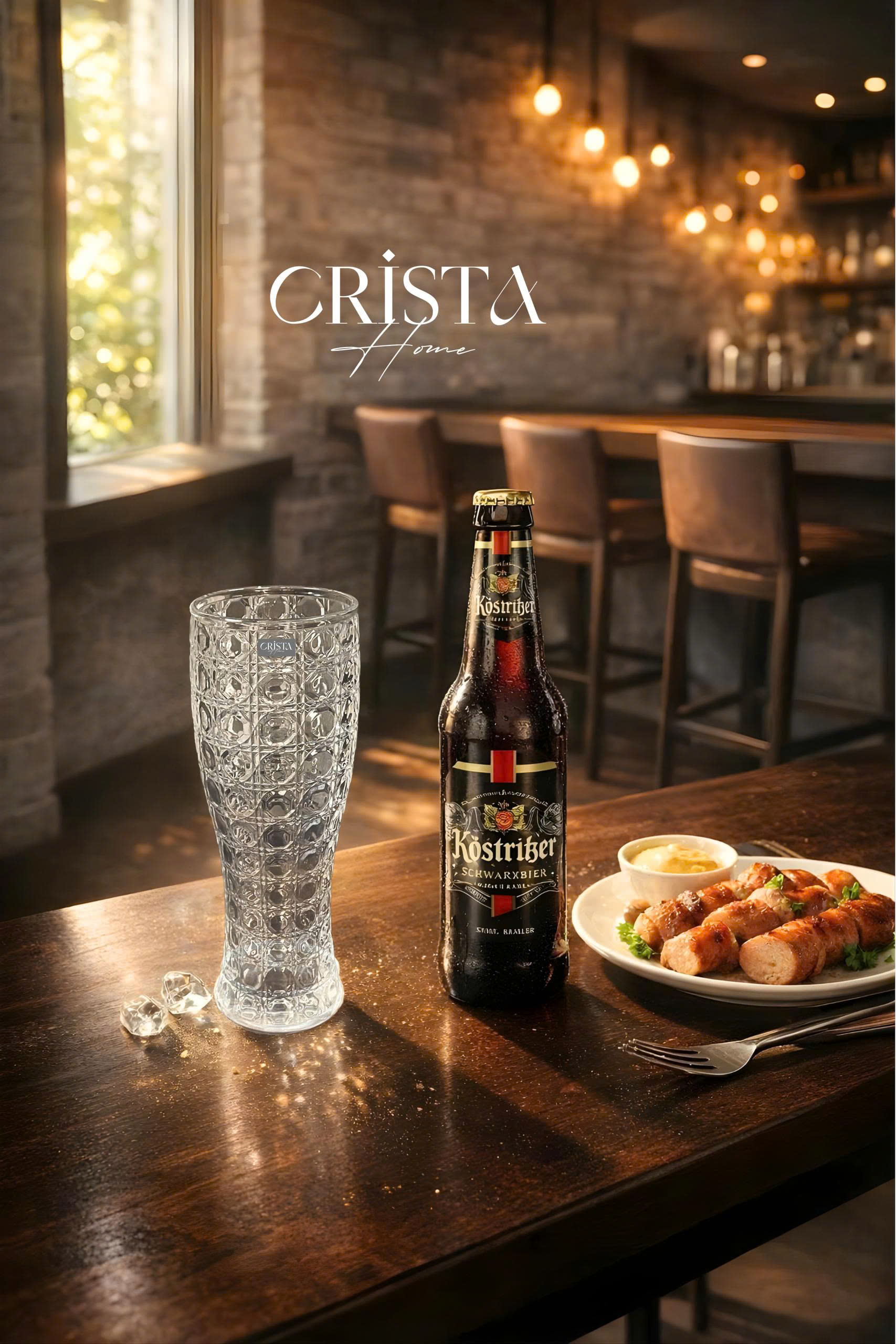 Set 6 ly bia thủy tinh vân pha lê nổi 440ml Crista Home