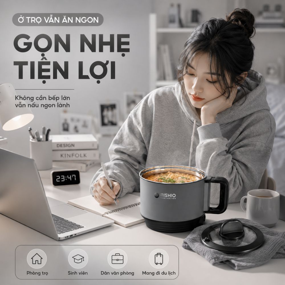 Nồi Lẩu Điện Mini 1.5L Mishio MK392 600W lòng nồi inox 304 không gỉ sét_thumbnail_6