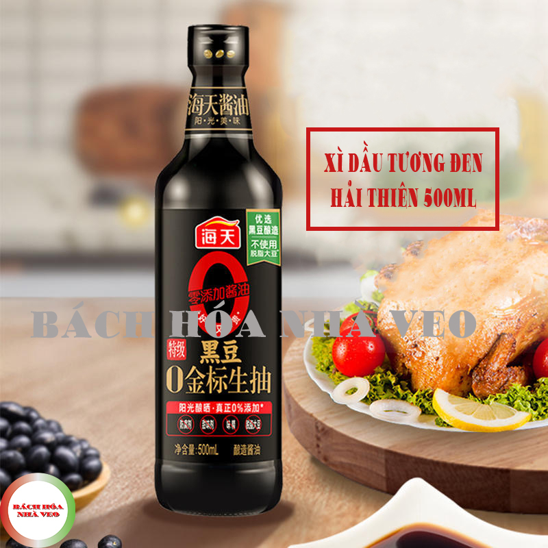 Xì Dầu Tương Đen Hải Thiên Chai 500ml, Xì Dầu Nhãn Vàng Thượng Hạng