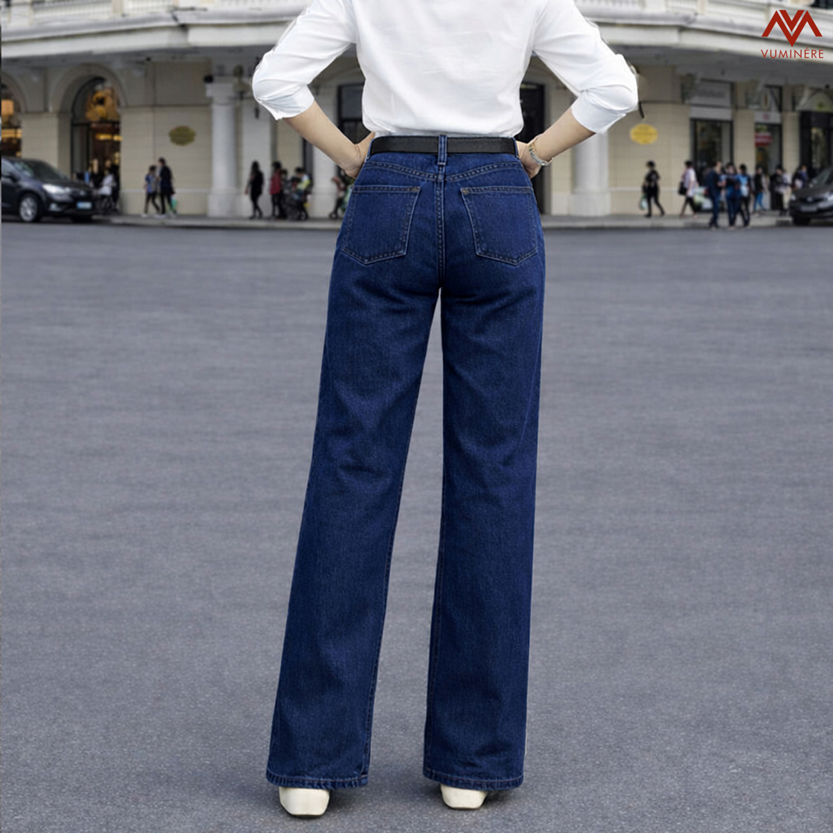Quần Jeans nữ VUMINÉRE - Flared Jeans dáng loe nhẹ, mang đến vẻ ngoài thời thượng và Retro