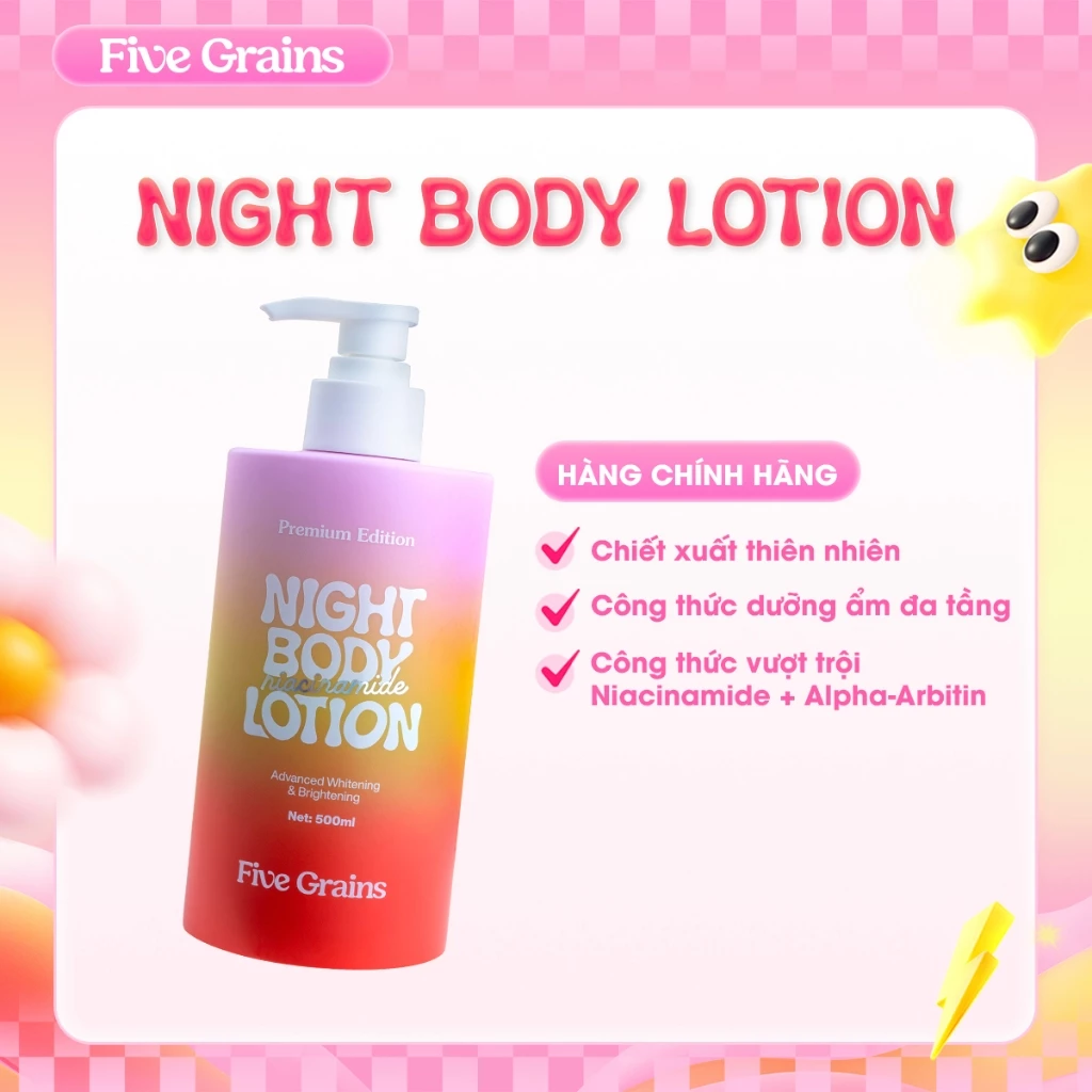 [FIVE GRAINS] Kem dưỡng body ban đêm Five Grains 500ml_thumbnail_1