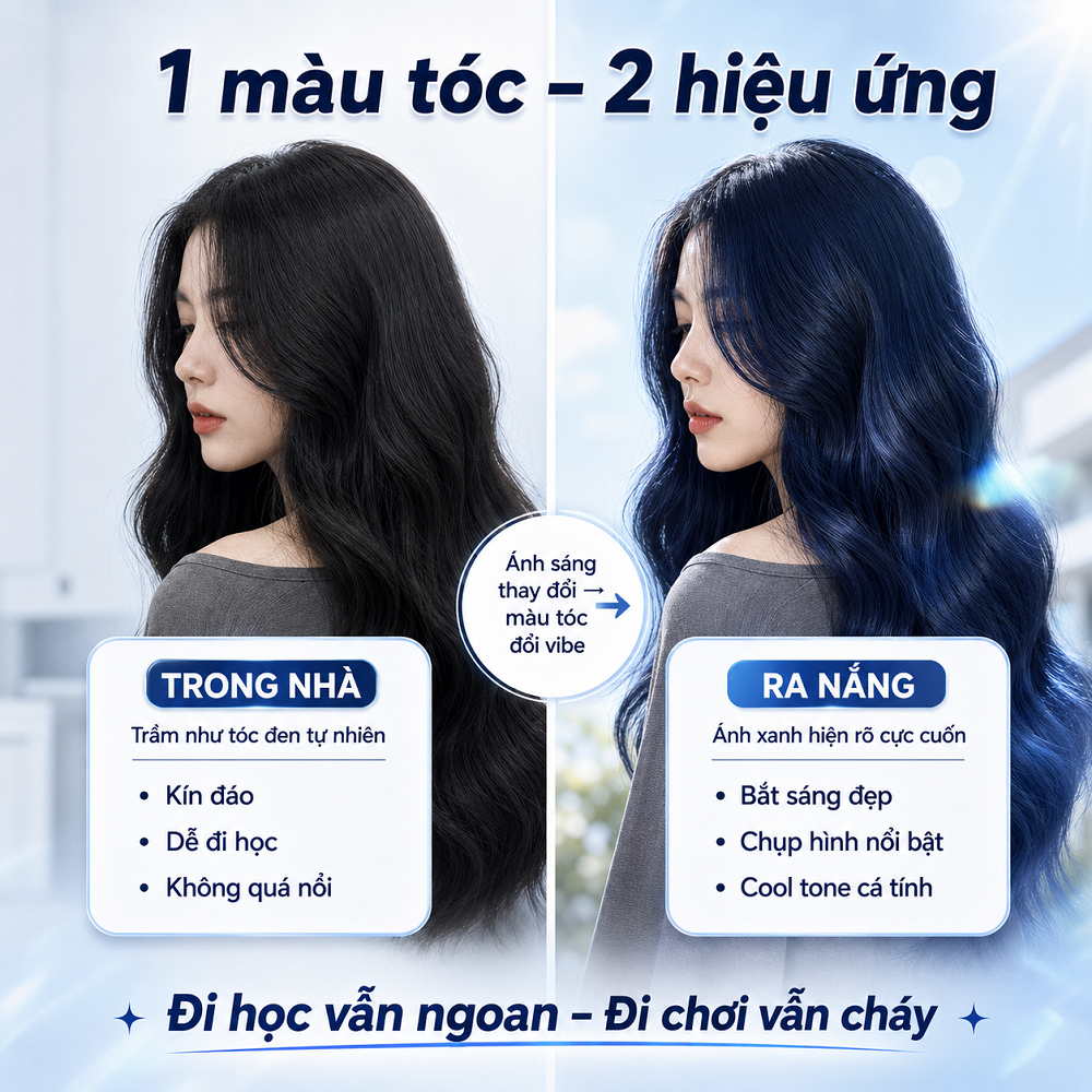 Thuốc Nhuộm Tóc Xanh Đen Blue Black Không Cần Tẩy, Lên Màu Từ Nền Tóc Đen Tự Nhiên, Kèm Oxi_thumbnail_2