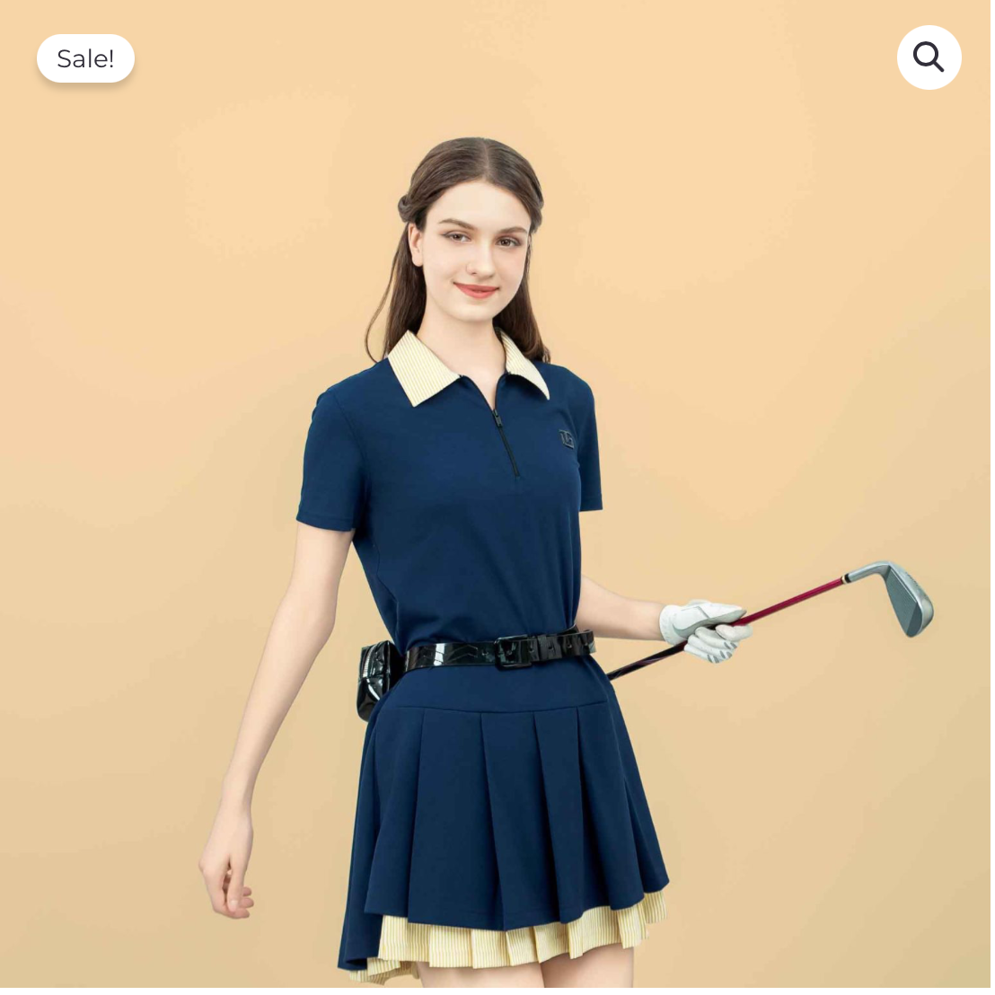 Đầm Polo phối cổ sọc vàng