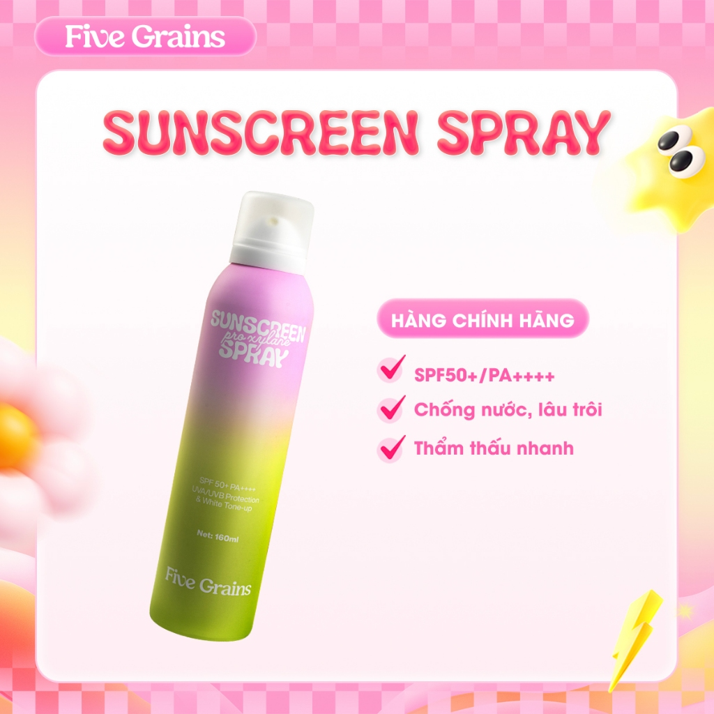 [FIVE GRAINS] Xịt chống nắng toàn thân Five Grains nâng tone SPA50+ PA++++ 160ml