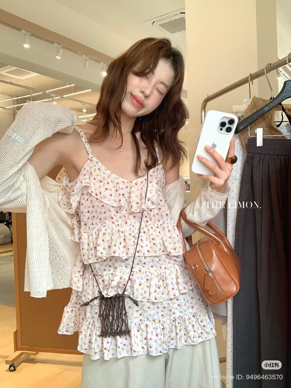 Lucas - Áo sơ mi 2 dây hoa nhí THE LIMON dáng lửng cổ tim bèo tầng