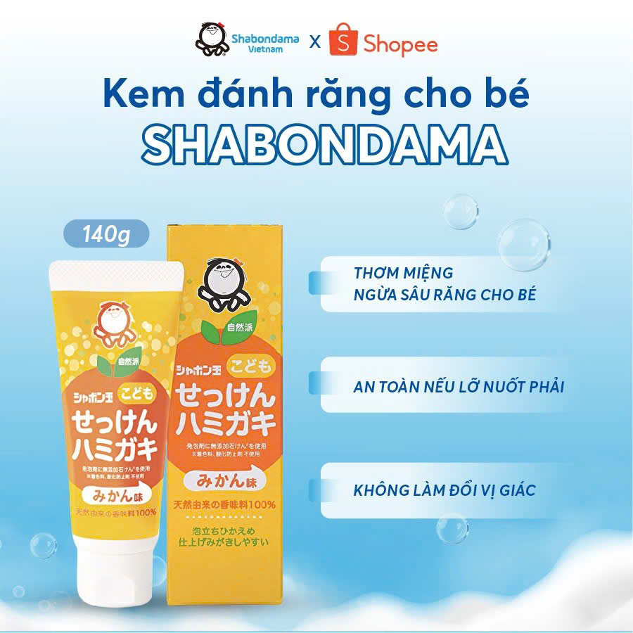 Kem Đánh Răng Cho Bé Shabondama NHẬT BẢN