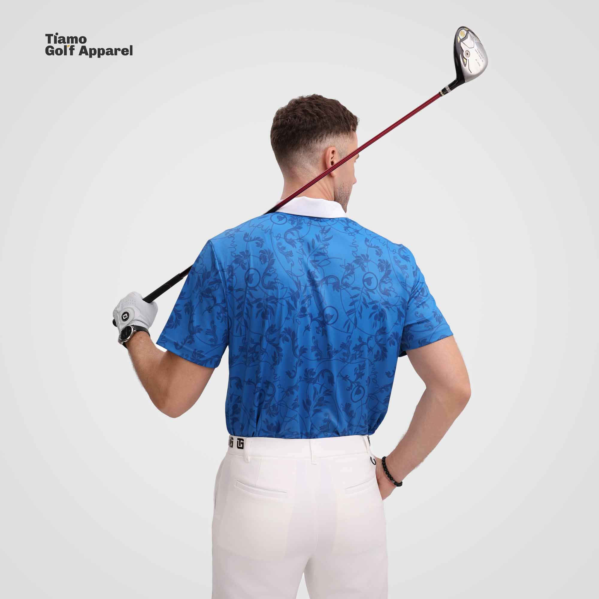 Áo Polo Nam Hoạ Tiết Baroque Xanh Navy