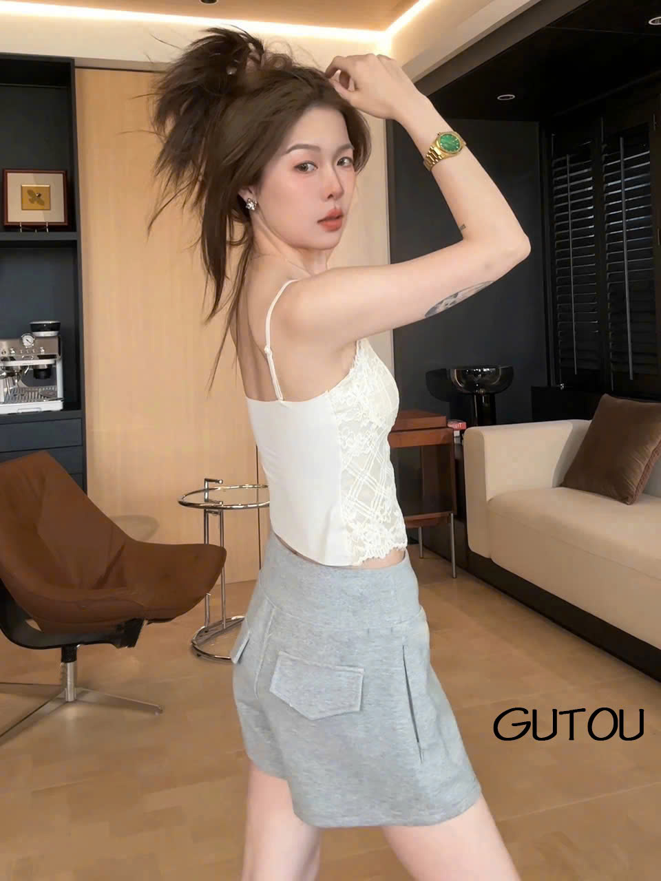 [ GUTOU ] Áo Hai Dây Viền Ren Lace Flowers_thumbnail_2