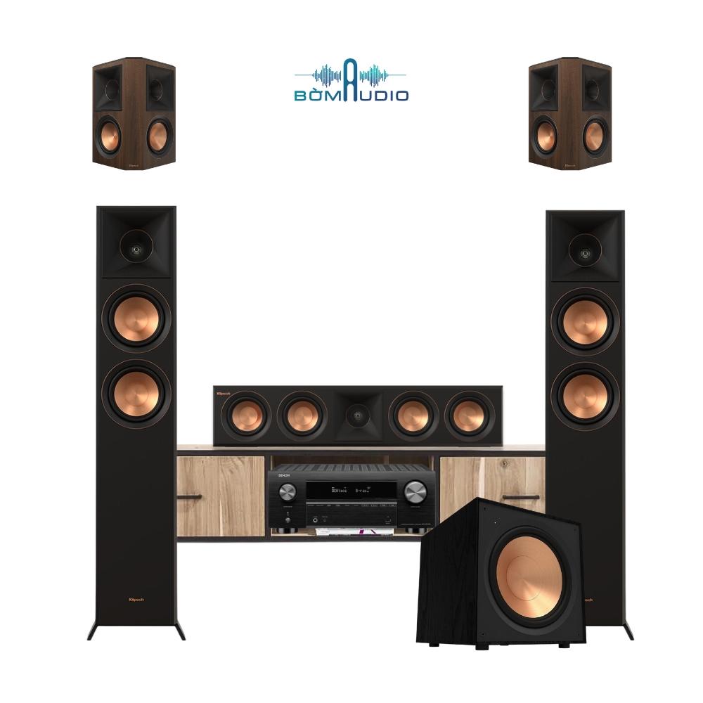 Combo Amply DENON AVC X3800H + Front KLIPSCH RP-6000F II + Center KLIPSCH RP-404C II + Surround KLIPCH RP-502S II + Sub KLIPSCH R-121SW - B63