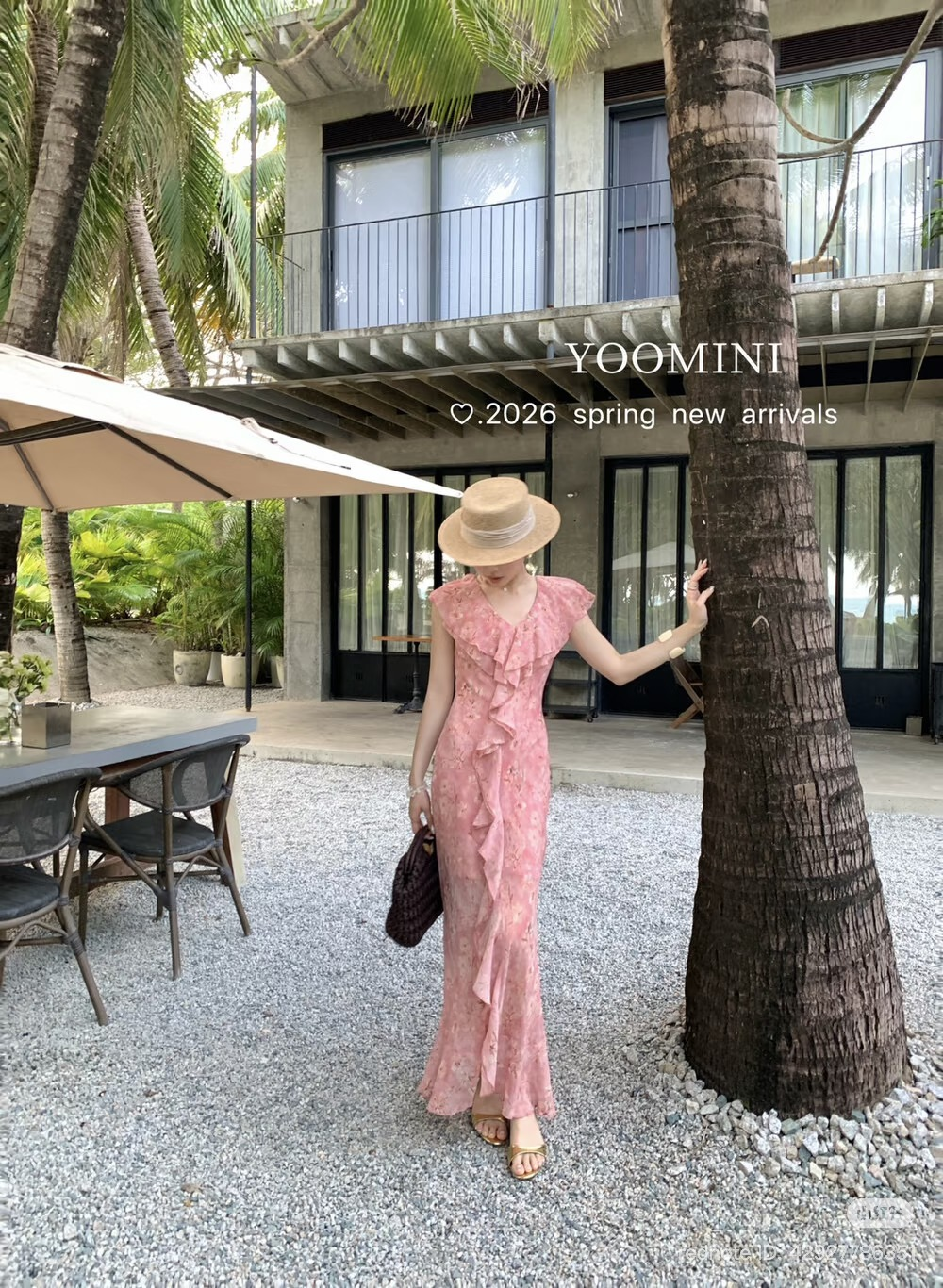 Lucas - Váy hoa cổ tim viền bèo 2 lớp chân xòe vải dạng tơ mềm_thumbnail_2