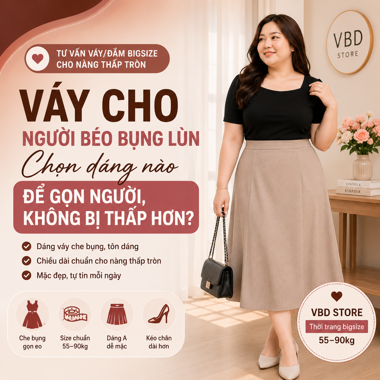 Váy Cho Người Béo Bụng Lùn: Chọn Dáng Nào Gọn Người?