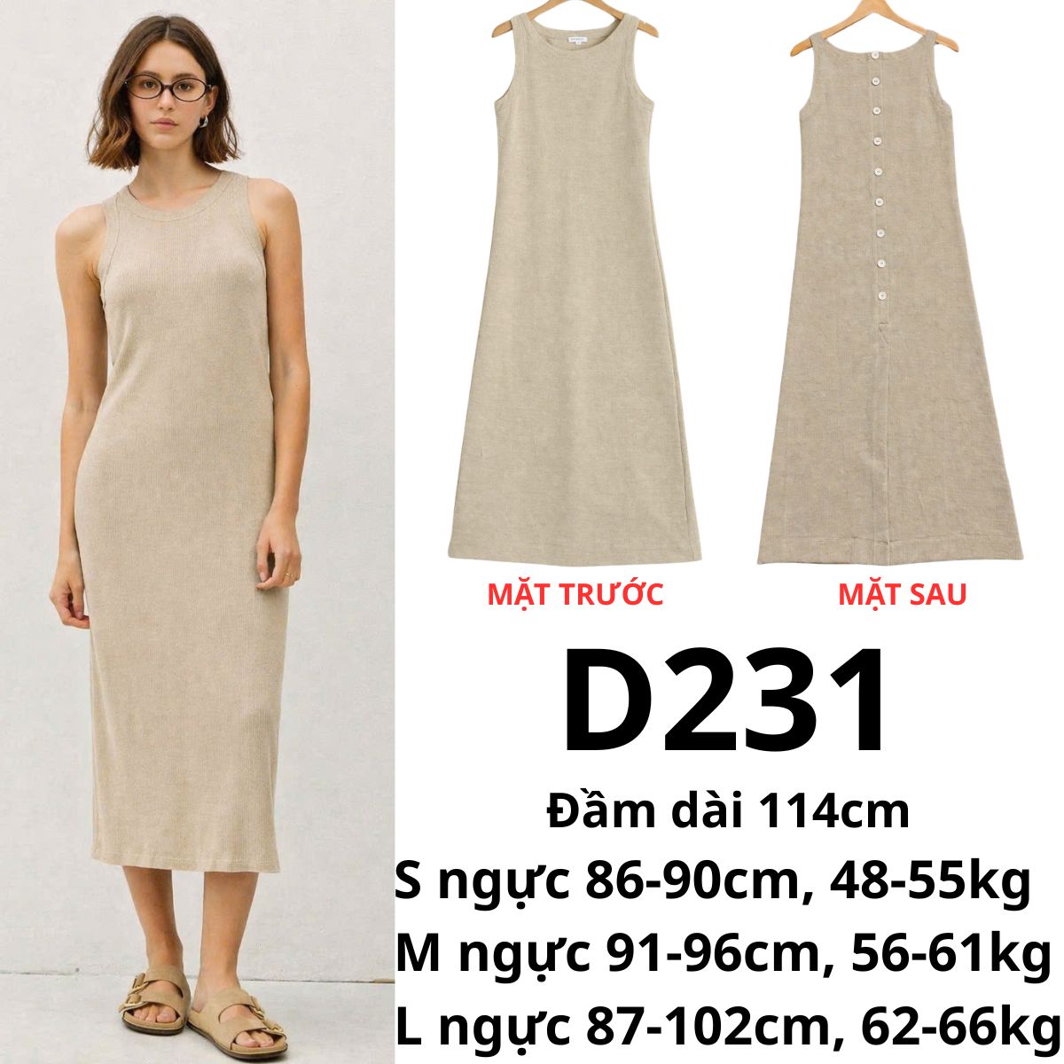 D231 - Đầm thun gân