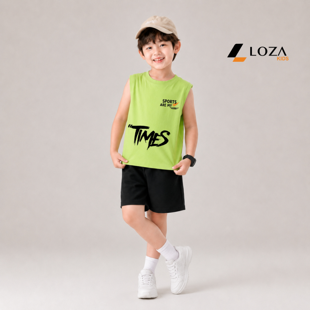 Set bộ ba lỗ cho bé trai chữ 