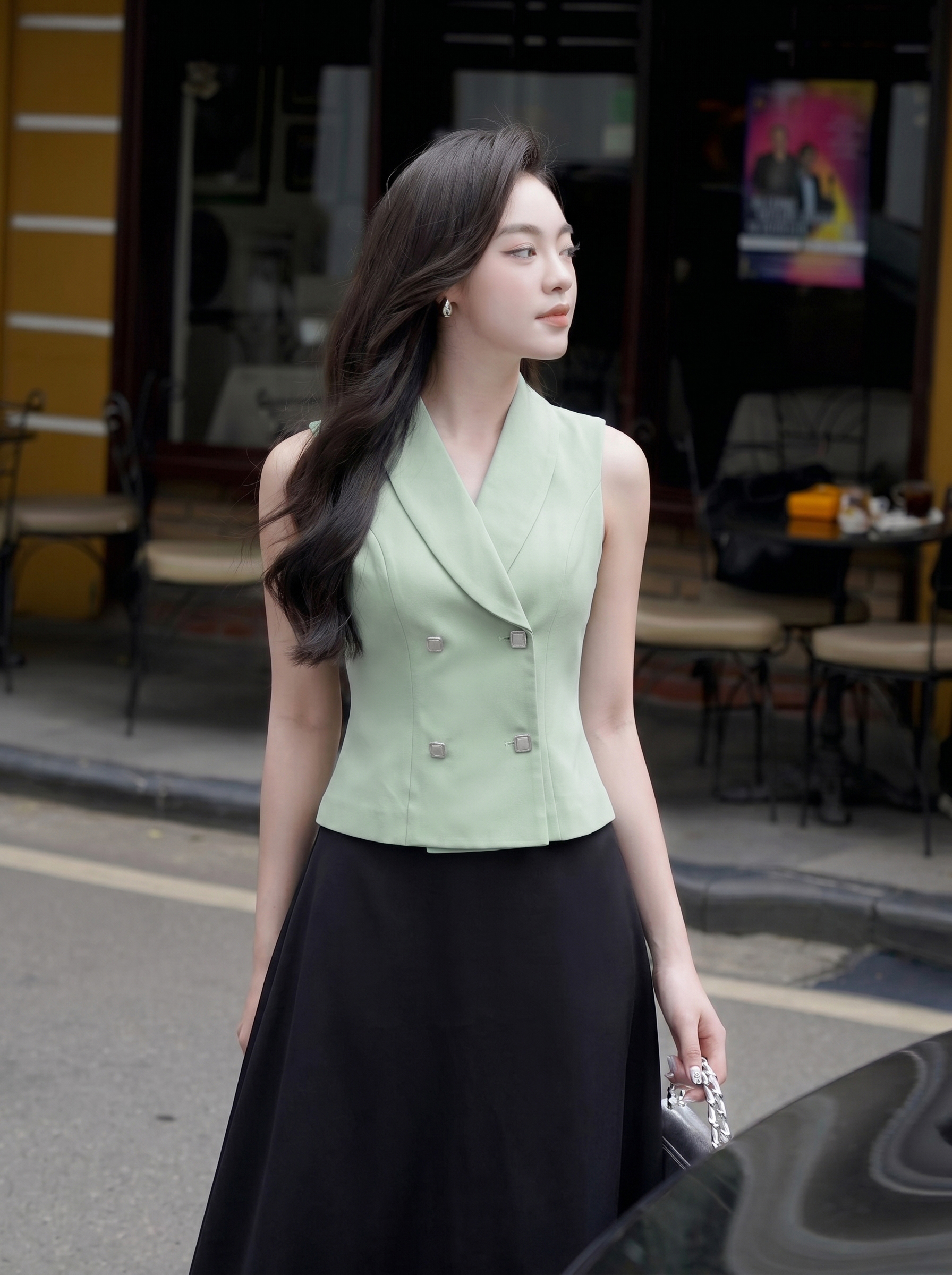 Áo gile công sở 26112 xanh cốm