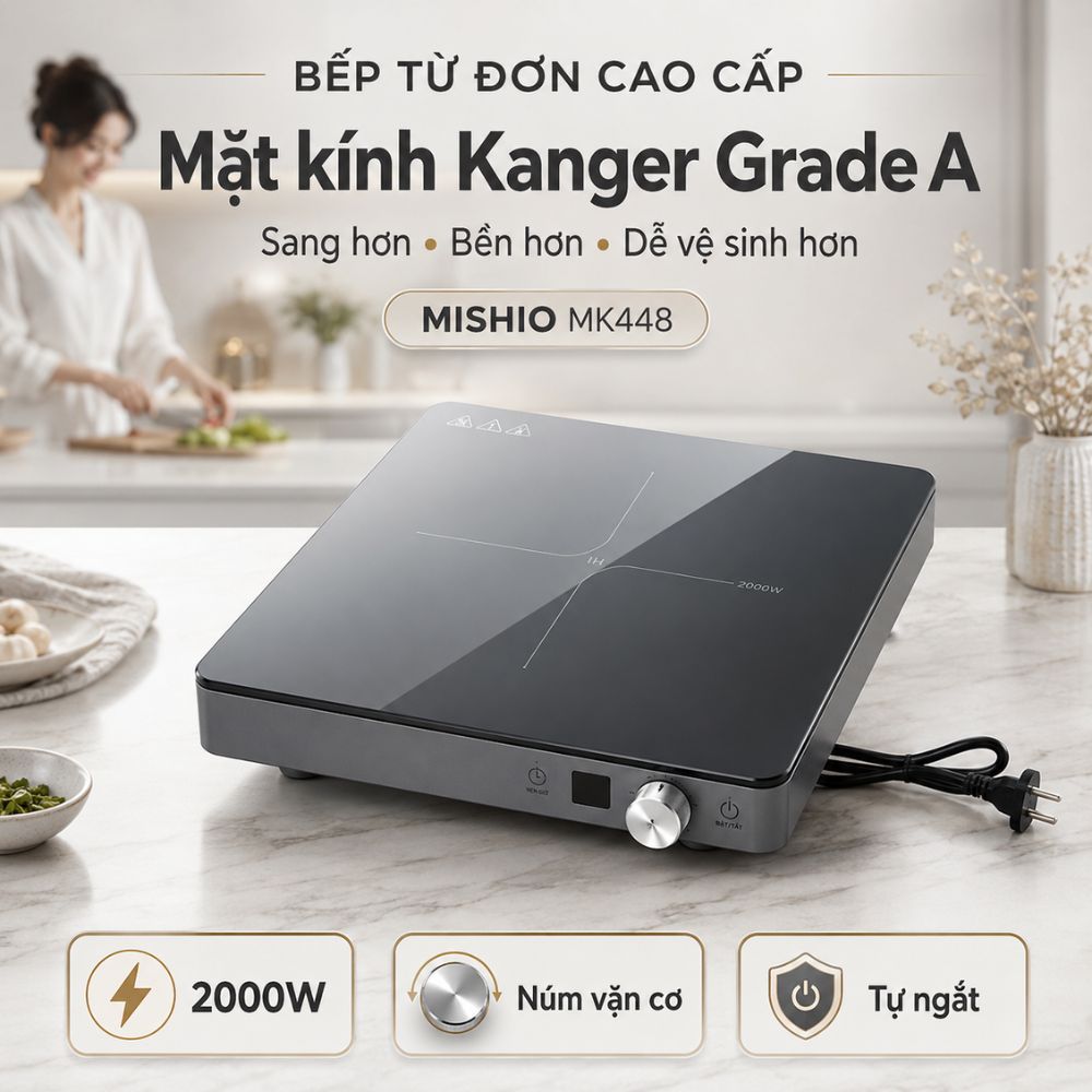 Bếp Từ Đơn Mishio MK448 Công Suất 2000W - Mặt Kính Kanger Hạng A_thumbnail_1