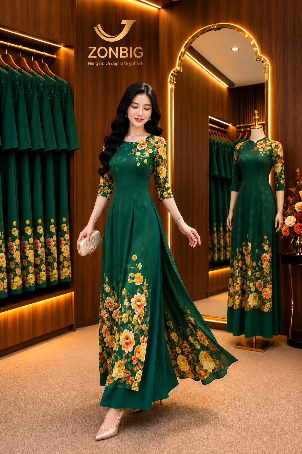 Đầm giả áo dài - Y2137 - Thương hiệu ZONBIG