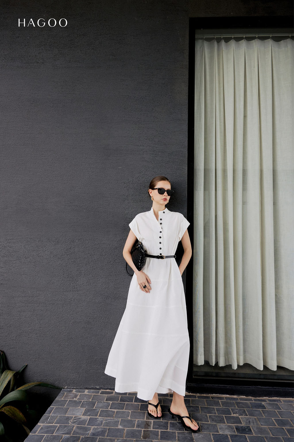 Váy sơ mi cổ tàu tay lơ vê HAGOO_thumbnail_3