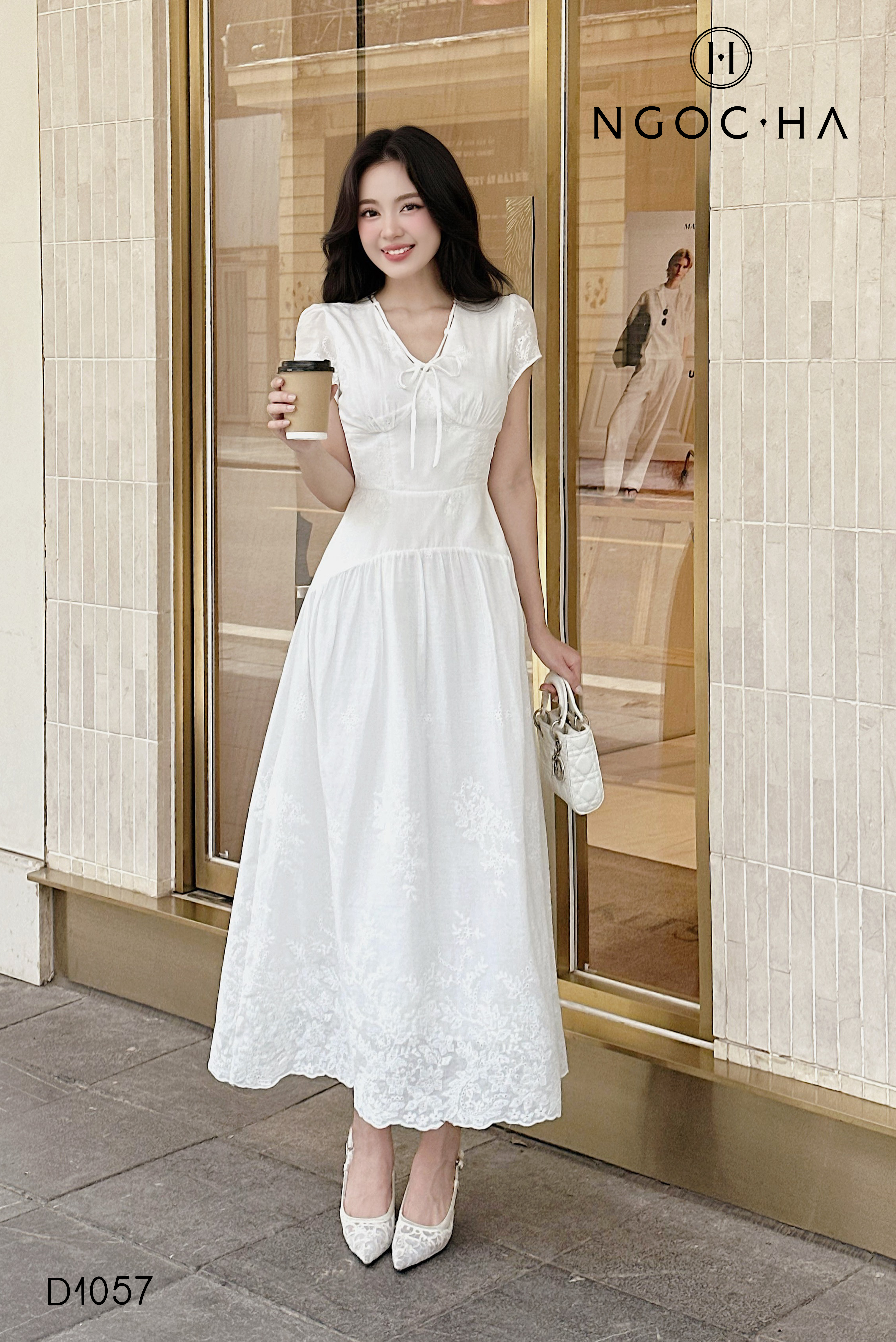 Venus Dress_ Đầm Thô Thêu Màu Trắng D1057