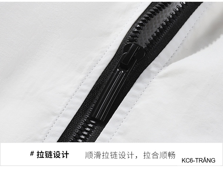 KC6 - Áo khoác nam thể thao cổ đứng tay dài chống mài mòn, thoáng khí, 3 màu trắng xanh lá đen_thumbnail_15