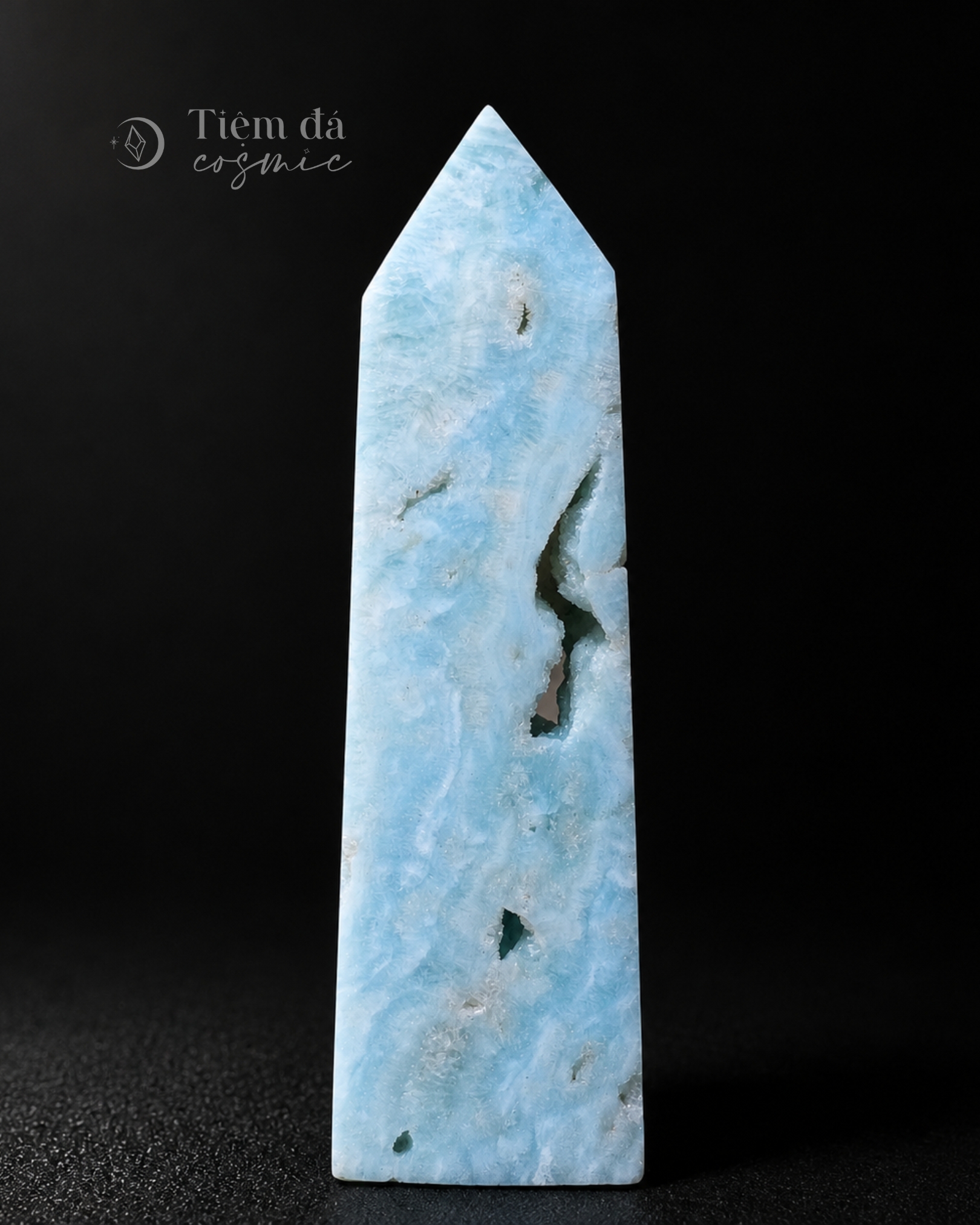 Trụ bán thô Blue Aragonite