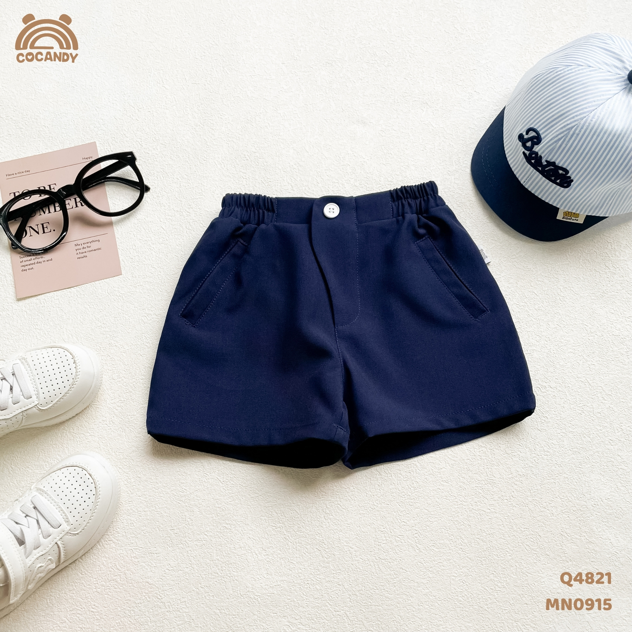 Quần cộc XANH NAVY vạt trước lệch