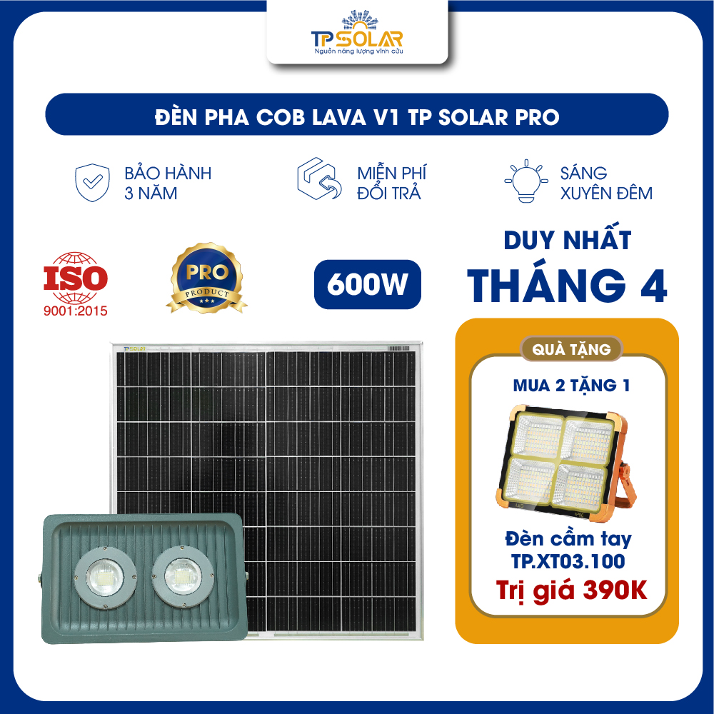 Đèn pha COB LAVA V1 năng lượng mặt trời TP SOLAR PRO CO21