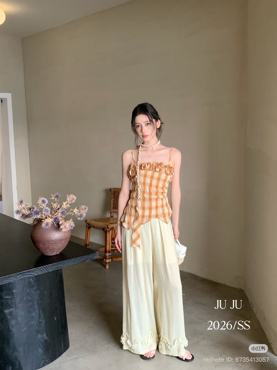 Lucas - Áo sơ mi 2 dây caro bèo hoa viền ngực JUJU_thumbnail_1