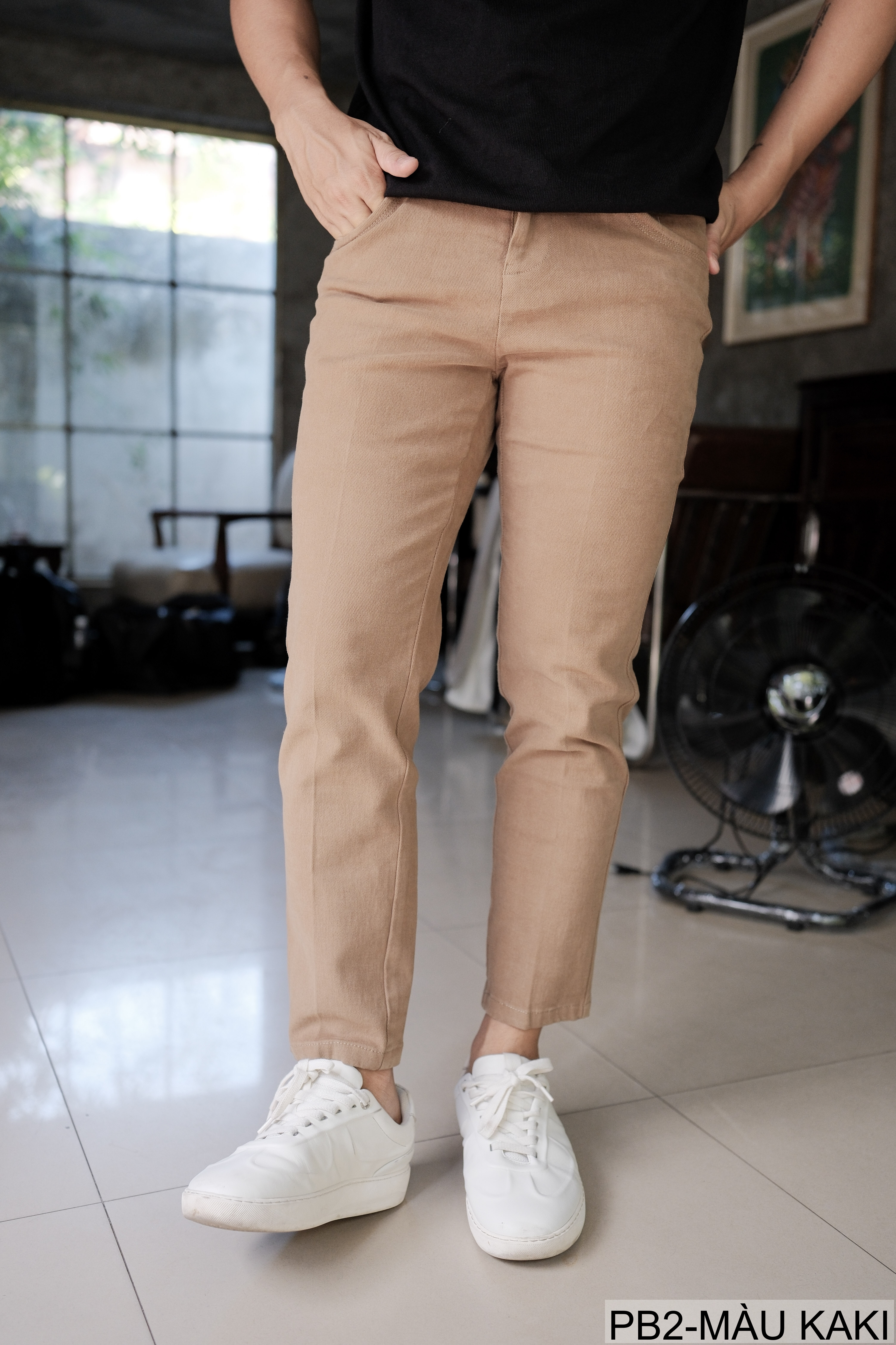 PB2 - Quần Jeans Nam Ống Đứng Cổ Điển, Chất Cotton Co Giãn, Màu Kaki Đen, Phù Hợp Đi Chơi Đi Làm_thumbnail_4