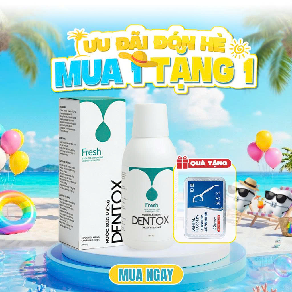 Nước Súc Miệng Chuẩn Y Khoa Dentox - Khử Hôi Miệng Giảm Viêm Nướu - Không Cồn Không Cay 250ml