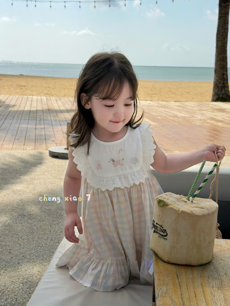 CX129 - Váy thô sát nách cổ yếm thêu màu pastel CX7
