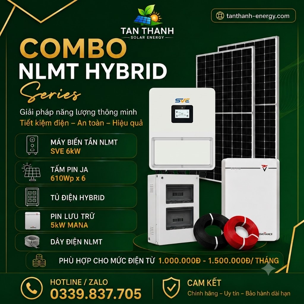 COMBO SVE 6kW PHÙ HỢP CHO TIỀN ĐIỆN TỪ 1.000.000Đ - 1.500.000Đ/THÁNG