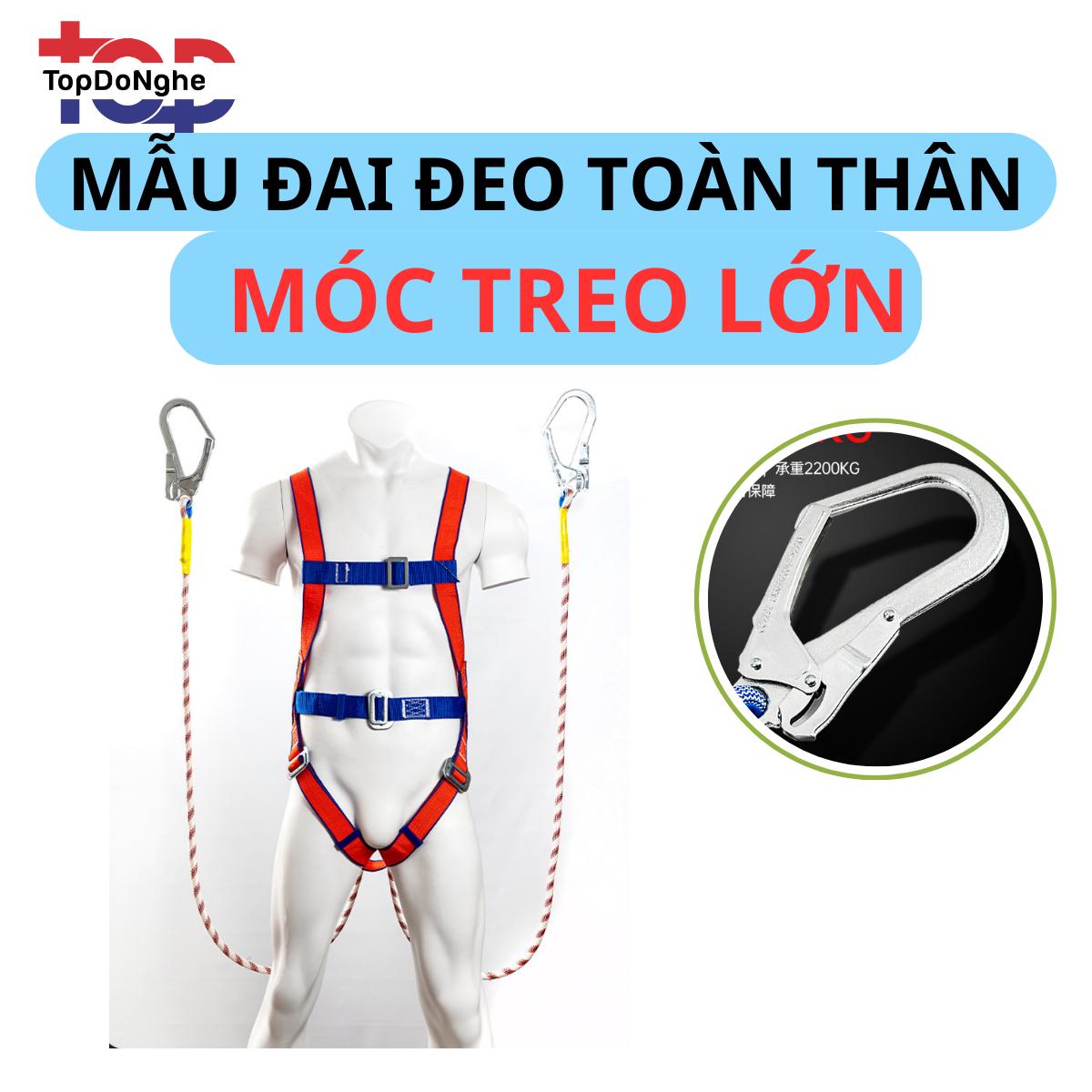 Dây đai an toàn thân và đeo hong đồ nghề 2 móc sắt TT11, Dây bảo hộ lao động trèo leo làm việc trên cao cho thợ điện, thợ quảng cáo