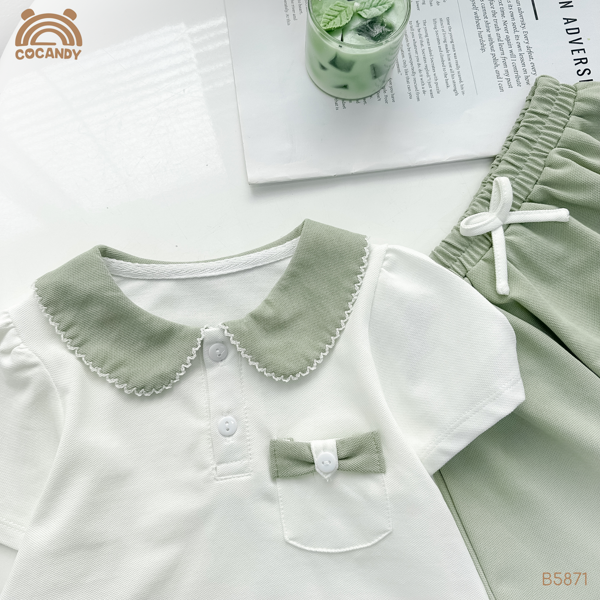 Bộ cộc XANH BƠ túi ngực nơ chân váy tennis_thumbnail_2