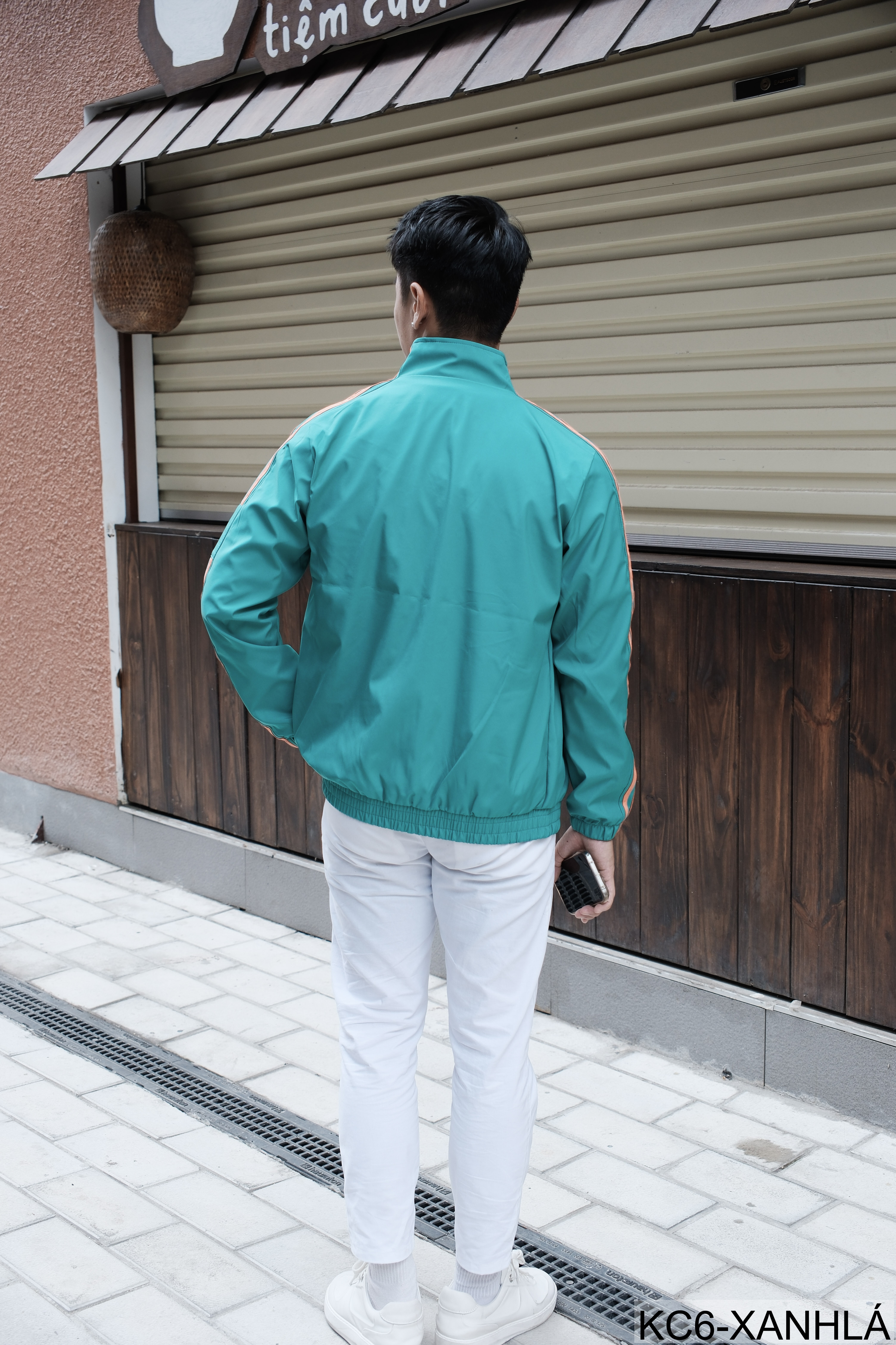 KC6 - Áo khoác nam thể thao cổ đứng tay dài chống mài mòn, thoáng khí, 3 màu trắng xanh lá đen_thumbnail_22