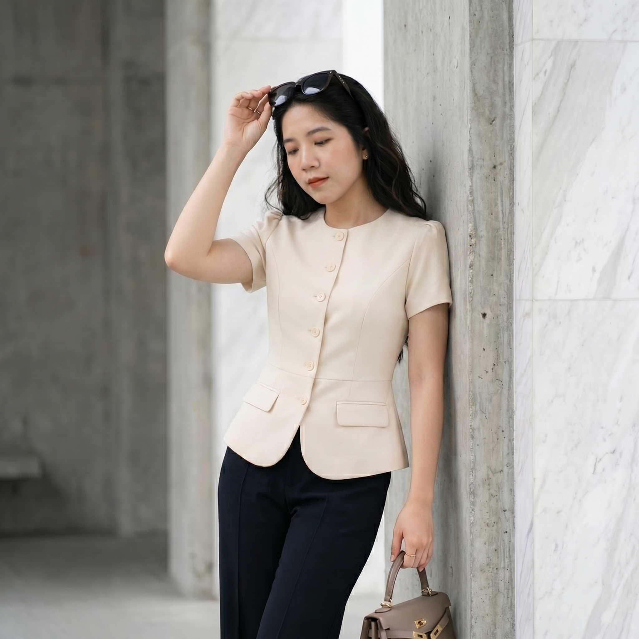 Áo sơ mi công sở 26107 màu kem